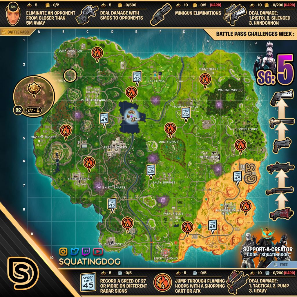 Fortnite Season 6 Week 5 Cheat Sheet Challenge Guide GameGuideHQ