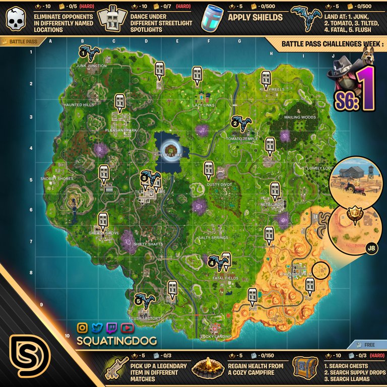 Fortnite Season 6, Week 1 Challenges Cheat Sheet - 768 x 768 jpeg 184kB