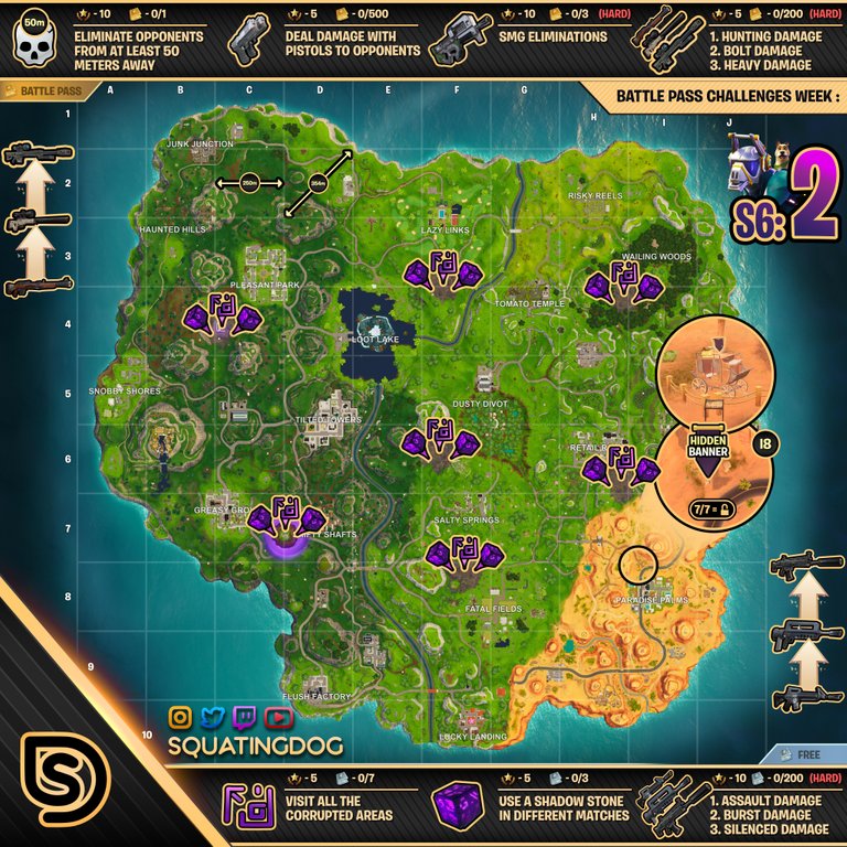 season 6 week 2 cheat sheet - fortnite season 7 week 6 challenges guide