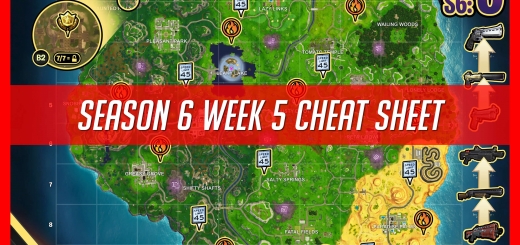 fortnite season 6 week 5 cheat sheet challenge guide - fortnite s8 week 2 cheat sheet
