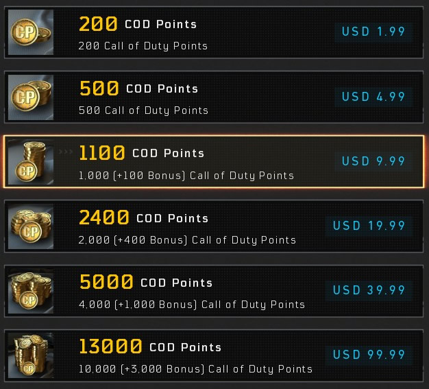 cheap cod points xbox