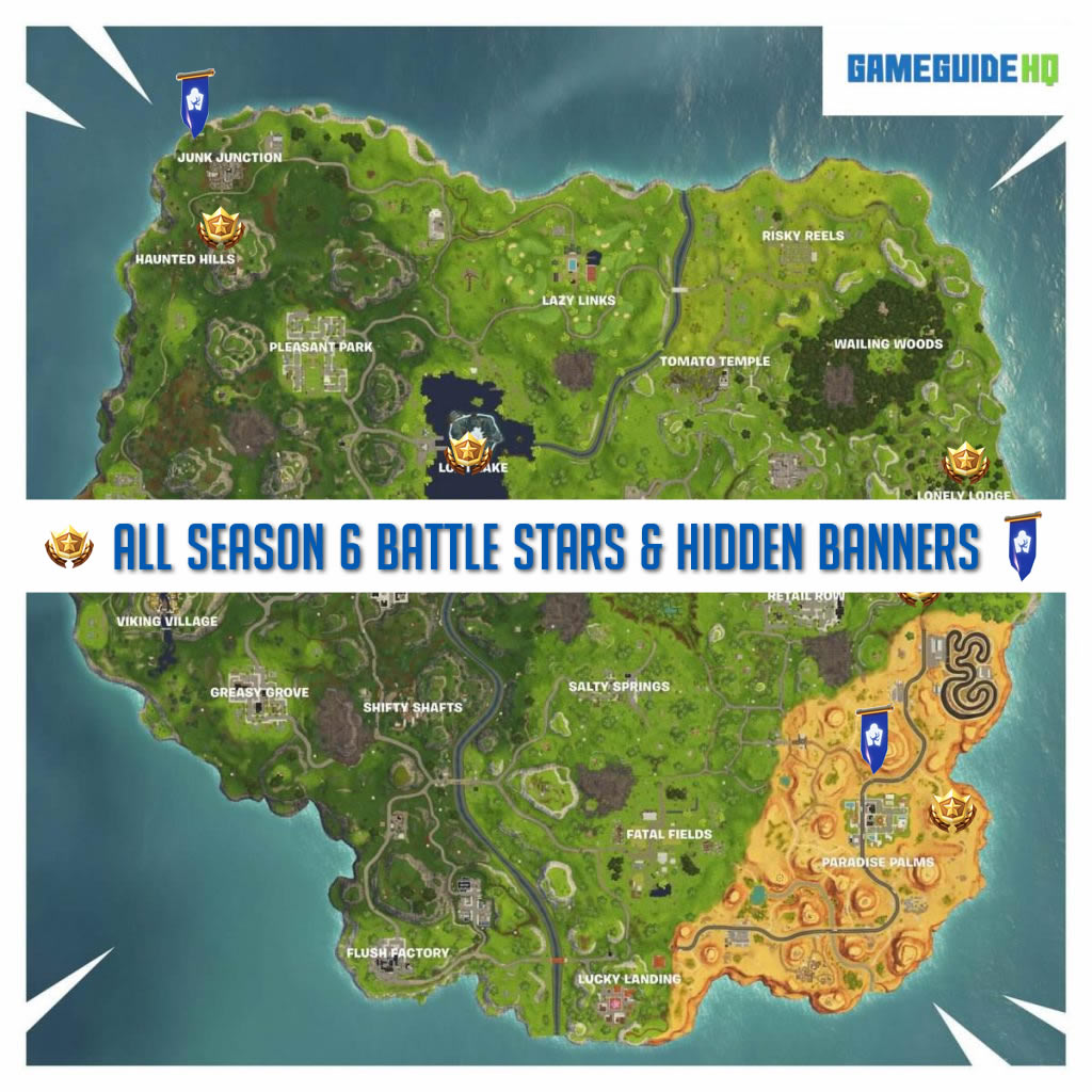 All Secret Banner Locations Fortnite Season 6 All Secret Battle Stars Hidden Banners In Fortnite Season 6 Week 8 Updated Gameguidehq