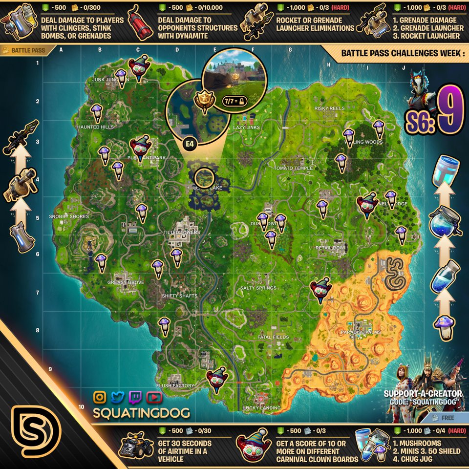 Fortnite Season 6 Week 9 Cheat Sheet