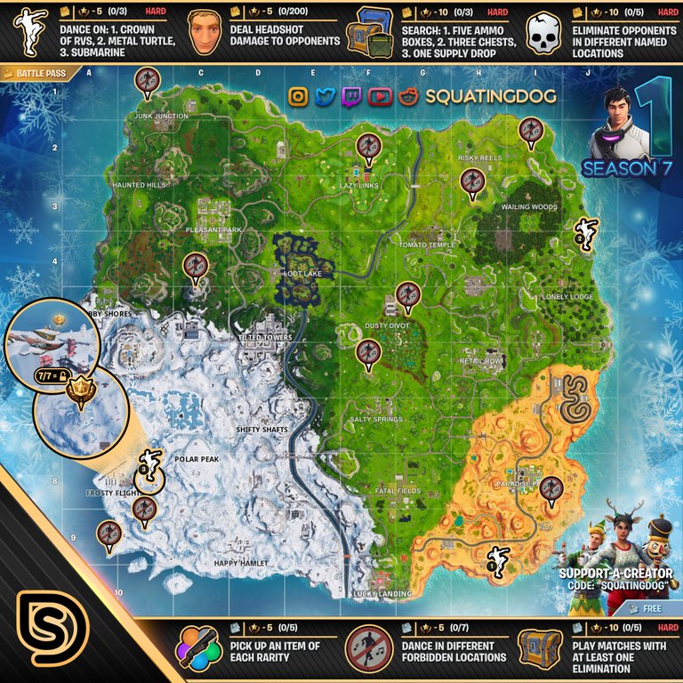 fortnite season 7 week 1 cheat sheet - fortnite cheat on phone