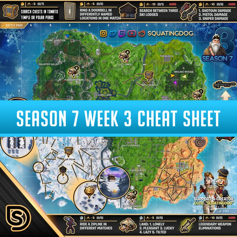  - fortnite season 7 week 1 cheat sheet