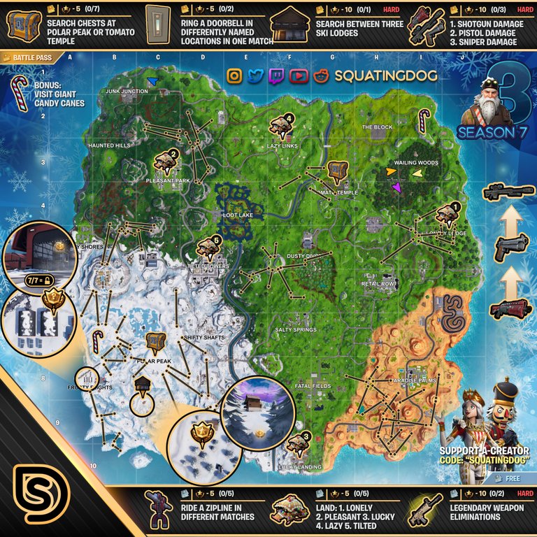 All Fortnite Season 7 Cheat Sheets Challenge Guides - fortnite season 7 week 3 cheat sheet updated