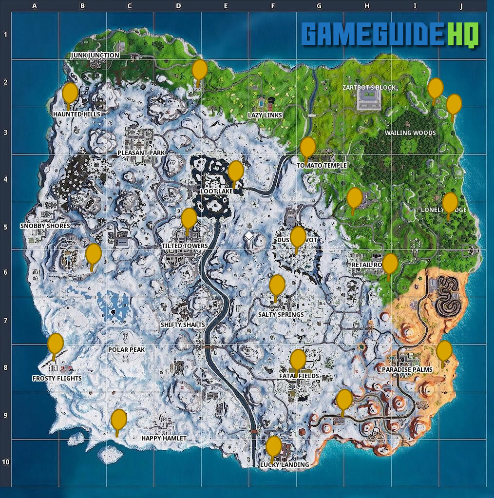 Fortnite Golden Balloon Locations Fortnite Golden Balloon Map All Locations Gameguidehq