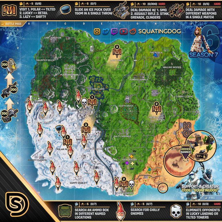 fortnite season 7 week 6 cheat sheet - fortnite cheat map week 7