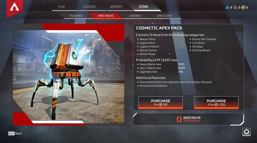 Apex Pack Drop Rates