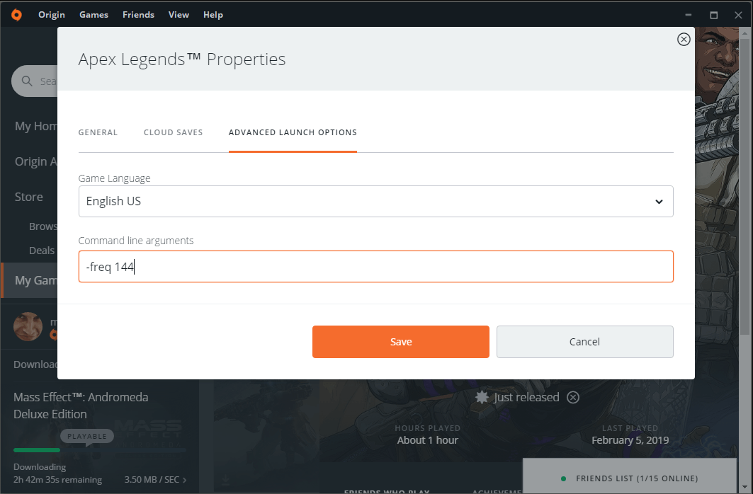 apex legends 144 fps command launch option - additional line arguments fortnite