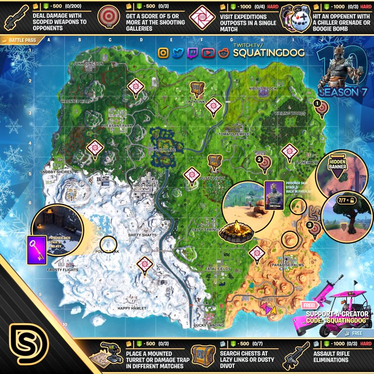 Fortnite Season 7 Week 10 Cheat Sheet