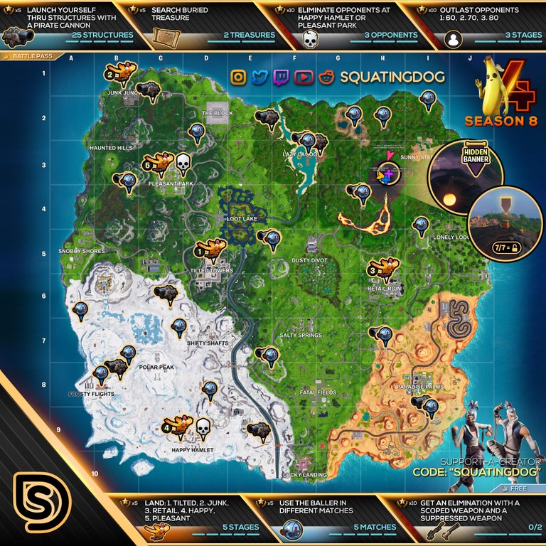 Fortnite Season 8 Week 4 Challenges Outlast Fortnite Season 8 Week 4 Cheat Sheet All Week 4 Challenges Gameguidehq