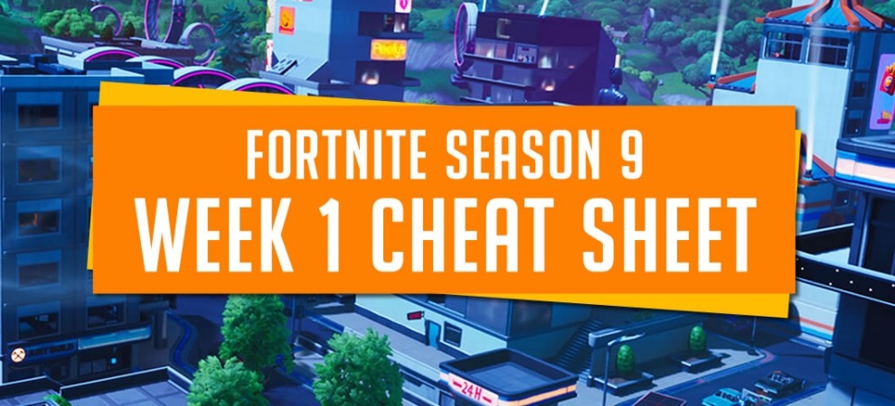 fortnite season 9 week 1 cheat sheet week 1 challenges map - cheat fortnite ps4