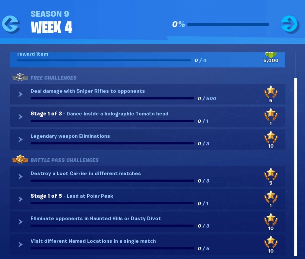 Season 9 Week 4 Challenges