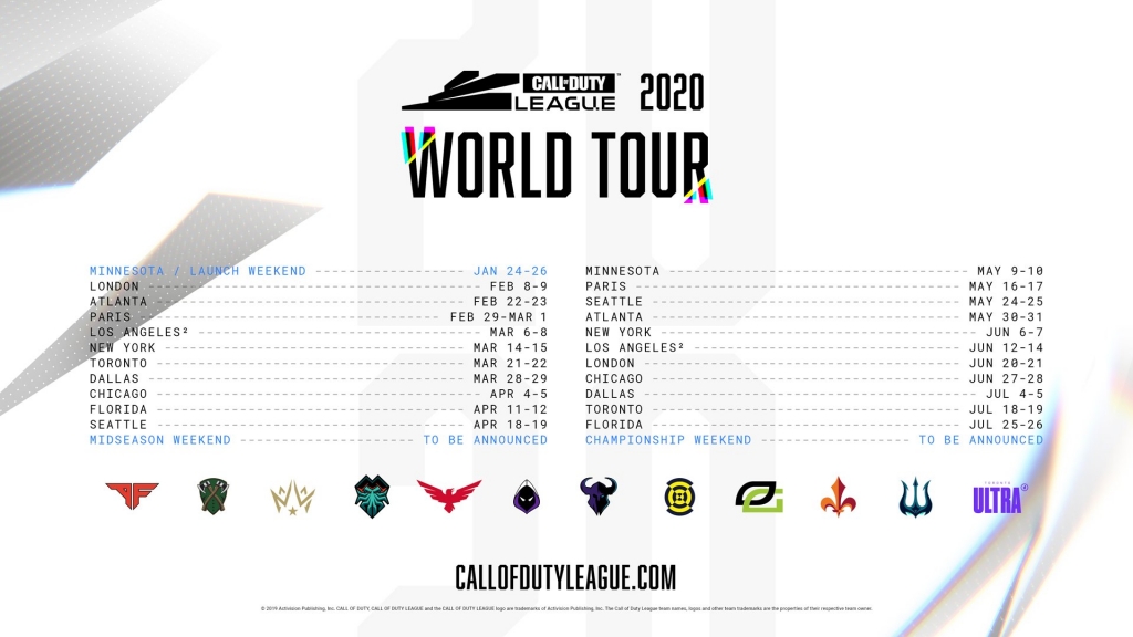 Call of Duty League World Tour Schedule