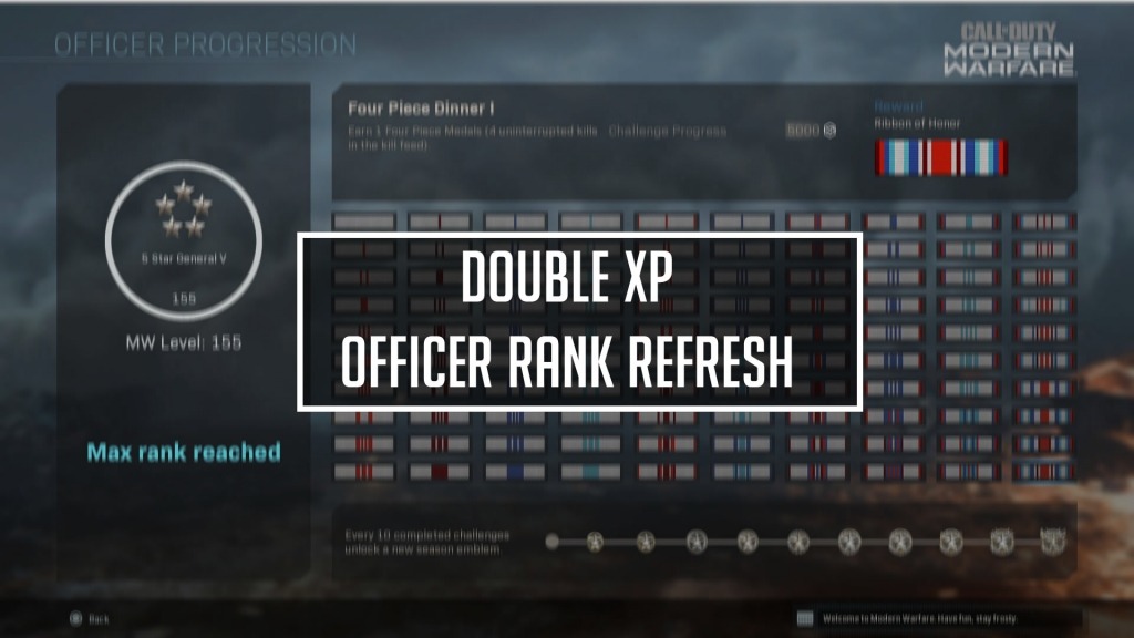 Modern Warfare Double XP & Officer Rank Refresh Details